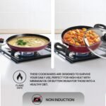 Milton Pro Cook Kitchen Pride Non-Stick Cookware Set of 5 | Includes Nonstick Tawa, Frying Pan, Kadhai with Lid, Nylon Laddle & Spatula | Non-Induction Base | Peach Color - Image 3