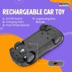 Gooyo GY-231CH Hi-Speed Rechargeable RC Car Toy with Glowing Headlights Feature | User-Friendly RC Car Toy for Kids | Black | in-Built Battery | Gift Box Packaging - Image 2