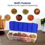 RILION Multipurpose 6-in-1 Masala Box for Kitchen| Airtight BPA-Free Plastic 6 Section Storage Container with 6 Spoons, 1800 ml Transparent Pickle Box for Spices| Dry Fruits, Snacks Pack Of 1 Blue - Image 5