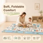 StarAndDaisy Foldable Baby Play Mat 6 x 6.5 ft, 8MM Thick XPE Foam Playmat, Reversible 2-in-1 Design, Lightweight Cushioned Floor Mat for Crawling, Playing & Learning - Image 3