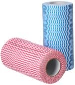 Amazon Brand - Presto! Non-Woven Kitchen Towel Roll | 80 Pulls (Pack of 2) | Size: 23 x 21 cm | Wavy Pattern (Red & Blue) | Washable and Reusable | Highly Absorbent | For Daily Use - Image 2