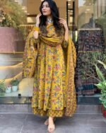 GoSriKi Women's Rayon Viscose Anarkali Printed Kurta with Palazzo & Dupatta - Image 7