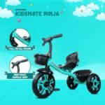 Kidsmate Ninja Plug N Play Durable Kids/Baby Tricycle, Safe & Secure, Storage Basket, Cushion Seat and Seat Belt for 12 Months to 48 Months Boys/Girls/Carrying Capacity Upto 30 Kgs (Sea Green) - Image 6