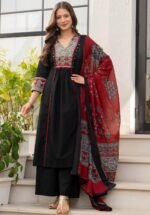 Amayra Women's Pure Cotton A-Line Kurta Set with Palazzo Pants & Dupatta|Ethnic wear|Kurti Suit Set for Women - Image 2
