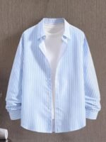 Afflatus Men's Striped Casual Regular Fit Shirt Cotton Blend Stripe Full Sleeve Stylish Shirt for Men - Image 5