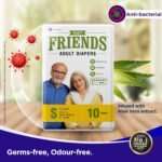 Friends Easy Adult Diaper S Size Tape | 30 Count (Small) | Waist 22.44 – 39.37 inch | Unisex | Leakproof | Long Protection hours |Wetness Indicator | Odour Lock | Aloe Vera Extract & Anti-Bacterial Absorbent Core - Image 3