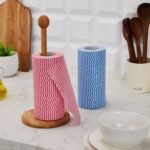 Amazon Brand - Presto! Non-Woven Kitchen Towel Roll | 80 Pulls (Pack of 2) | Size: 23 x 21 cm | Wavy Pattern (Red & Blue) | Washable and Reusable | Highly Absorbent | For Daily Use - Image 6