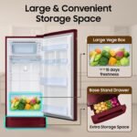 Samsung 189 L, 5 Star, Digital Inverter, Direct-Cool Single Door Refrigerator (RR21H2H25RZ/HL, Midnight Blossom Red, Base Stand Drawer, Single Touch Defrost, 2026 Model) - Image 7
