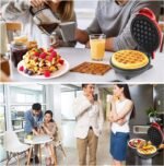 Holstein Housewares 350 Watts Mini Waffle Maker, 4 Inch x 13 cm, Red&Black, Non-Stick Plates for Breakfast, Desserts, and Snacks - Image 4