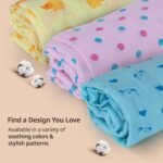 LuvLap 100% Cotton Muslin Baby Swaddle Set, Baby Towel, Size-120cm x 100cm (47"x39"), Dots Hearts Print, 0-18 Month+, Printed Mulmal Muslin Swaddle Wrap for New Born, Pack of 3 - Image 4
