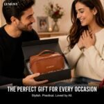 LUMONY® Makeup Pouch Bag Leather Large Capacity Travel Toiletries Organizer Cosmetic Bag with Handle and Divider Multifunctional Makeup Bag for Easy Access Waterproof (Brown) - Image 7