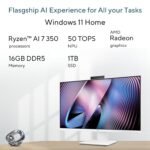 ASUS VM670 AiO, AMD Ryzen AI 7 350 Processor,NPU 50 TOPS, 16GB RAM, 1TB SSD, FHD, Touchscreen, 27", Windows 11 Home, M365 Basic(1yr)* Office24, White, 9 kg, VM670KA-WPF004WS,5M Camera,All in One AI PC - Image 2