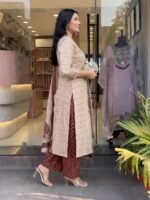 Nermosa Women's Pure Viscose Block Printed Ethnic Wear Straight Kurta Set with Palazzo Pants & Dupatta | Kurta Set for Women | 3 Piece Set - Image 3