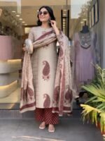 Nermosa Women's Pure Viscose Block Printed Ethnic Wear Straight Kurta Set with Palazzo Pants & Dupatta | Kurta Set for Women | 3 Piece Set - Image 4