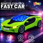 Green Rechargeable Remote Control Car Toy, RC Racing Vehicle for Children, High Speed, 3D LED Light Car, Kids Battery Car, RC for Boys & Girls, Toys for Kids, Birthday Gift for Boys and Girls - Image 3