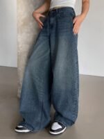 Shasmi Women's Black Wide Leg Baggy Jeans | Loose Fit Denim Pants for Women | High Rise Streetwear | Casual Oversized Wide Leg Denim | Korean Style Baggy Trousers with Pockets (Jeans 296) - Image 4