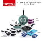 Crystal 11 Pcs Non Stick Cookware Set with Storage Containers | Gas Stove Friendly | Tawa, Fry Pan, Kadhai with Lid, 4 Serving Spoons, 2 Containers & Grater Set | PFOA Free Coating - Image 6