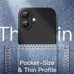 JETech Ultra Slim Case for iPhone 16, Black - Image 5
