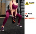 De Jure Fitness PVC Kettlebell 3kg for Men & Women, Strength & Cardio Training, Soft Grip, Crushed Concrete Filled, Full Body Workout Equipment for Home & Gym (Grey Black) - Image 6