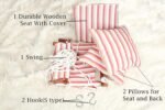 NEW COMERS® Cotton Swing for Kids, Jhula for Baby, Baby Swing Hanging Indoor Outdoor, Baby Garden Swing with Safety Belt & 2 Pillows (6 Months to 4 Years) (Up to 20 kg)-Beige-Blue (TC 150/300) 906 - Image 6