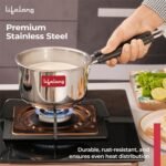 Lifelong Stainless Steel Heavy Bottom Saucepan | 1.5liter, 17cm Saucepan with Handle | Milk & Tea Boiling Pot for Kitchen | Induction & Gas Stove Compatible | Durable and Easy to Clean (LLSSP17) - Image 2