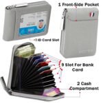 Storite PU Leather Card Holder Money Wallet, Grey, 11.5 x 2 x 8 cm - Image 3
