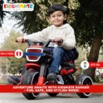 Kidsmate Ranger Bike Pedal Tricycles for Kids 1 to 3 Years | Kids Cycle with Musical Horn, Lights, EVA Wheels & Push Handle | Baby Cycle - Black/Red - Image 4