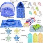 Infantbond 56 in 1 Baby Products All New Born Combo | Gift Set | Baby Essentials | Hospital Kit | Baby Clothes | Maternity Essentials | Infant Essentials | Baby Shower | Complete Daily Items Combo(0-6 Months) (Star) (Blue Bedding Set for Baby Boy)(Assorted for remanining) - Image 2