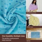 LuvLap 100% Cotton Muslin Baby Swaddle Set, Baby Towel, Size-120cm x 100cm (47"x39"), Dots Hearts Print, 0-18 Month+, Printed Mulmal Muslin Swaddle Wrap for New Born, Pack of 3 - Image 6