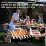 ORILEY Foldable Charcoal Barbeque Grill Set with 8 Sticks 1 Glove and 1 Tong Portable Free Standing BBQ Tools for Home Outdoor Camping Picnic Travel Cooking (Pack of 1, Black) - Image 7